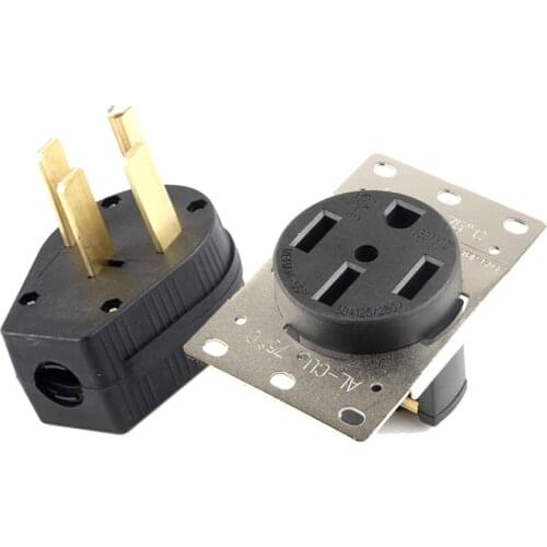 Black America 50A Nema L14-50P L14-50R US 4 pole Industry Power Electric Wired Connector Male Female magnetic power plug Socket
