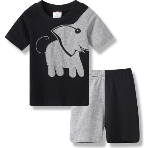 Children Elephant Pajamas Cartoon Sleepwear Short sleeve Clothing Sets Boys Girls Sleepwear Toddler Cotton Pijama