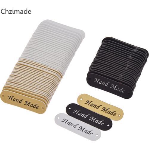 Lychee Life 24/48/72/96Pcs Handmade Garment Labels PU Leather Tag Labels For Jeans Bags Shoes Tags Diy Sewing Accessories