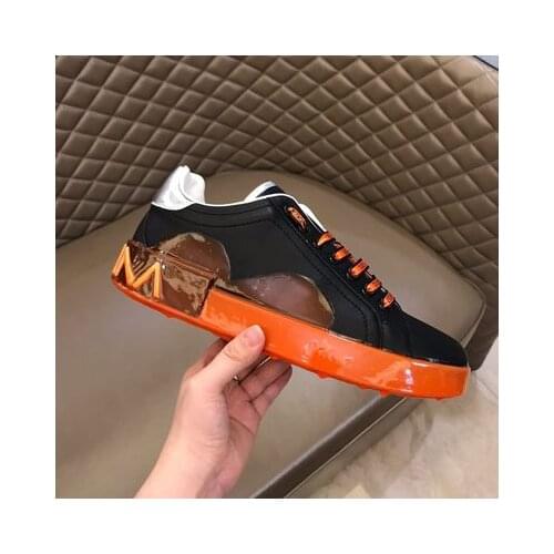 Europe station autumn and winter 2020 new leather small white shoes womens graffiti lace up fashion trend mens sports shoes