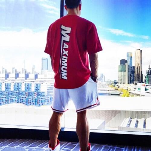 2021 Korean men t shirt Fitness Cotton Casual T-Shirt Fashion Print crossfit Short sleeve Tees Tops Summer Sport Mens Clothing