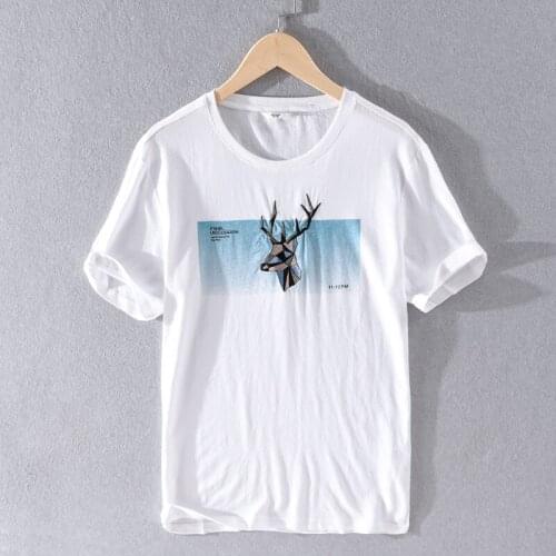 Suehaiwes style 2020 summer emboridery Italy brand linen t-shirt men fashion white t shirts for men casual loose tshirt mens