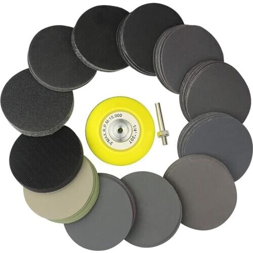 Hot Sanding Discs 3Inch, Hook and Loop Wet Dry Silicon Carbide Sandpaper, with Shank Backing Pad,Soft Buffering Pad