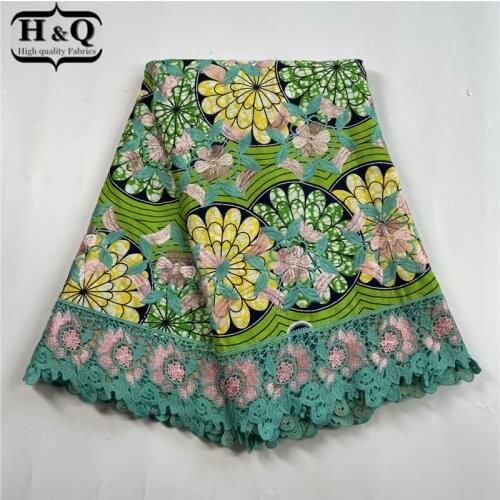 H&Q newest style 6 yards/lot african batik lace wax fabric embroidery nigerian lace 100% cotton wax fabric for party dress H0708