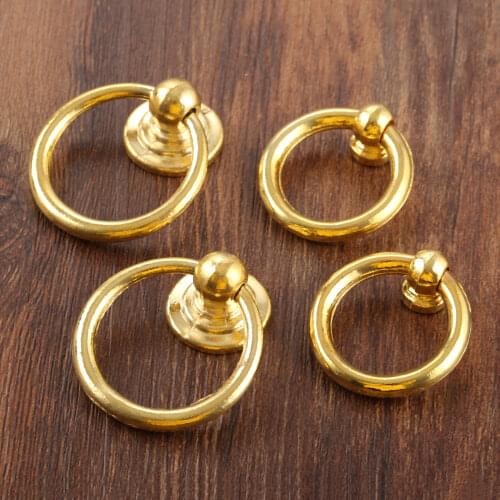 2sets Golden Ring Knobs Vintage Handle Decor Zinc Alloy Pull w/screws Large/Small Cabinet Furniture Kitchen Drawer Minimalism
