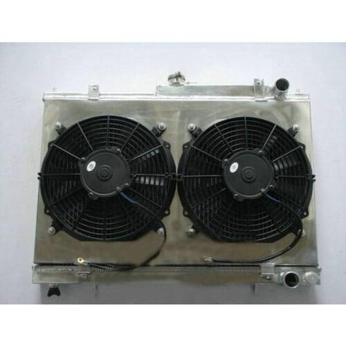 Hot Selling 2 Row 52MM ALUMINUM ALLOY RADIATOR+FAN SHROUD FOR NISSAN SKYLINE R33 R34 GTS-T RB25DET