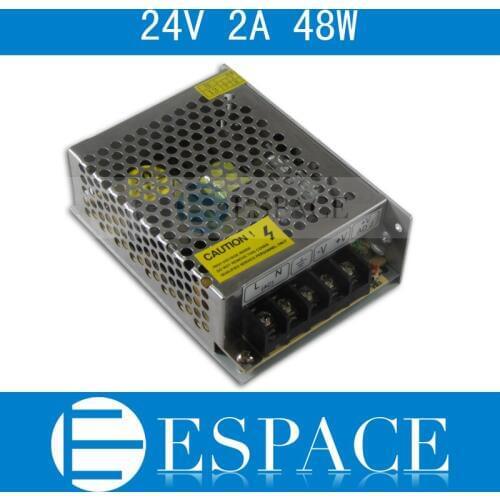 Best quality 24V 2A 48W Switching Power Supply Driver for LED Strip AC 100-240V Input to DC 24V free shipping