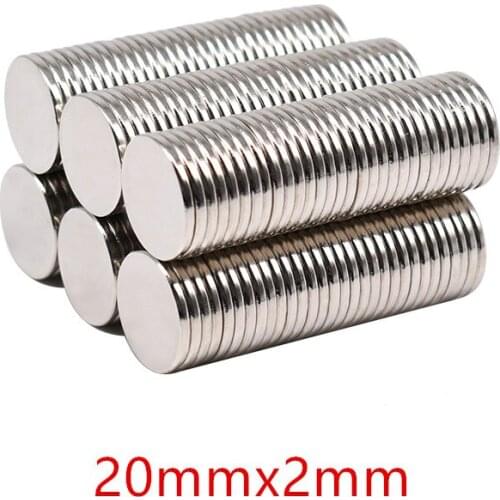 10/20/50/100 Pcs 20x2mm Round Strong Powerful Magnetic Neodymium Magnet N35 for Fridge Whiteboard Home Kitchen Office School DIY