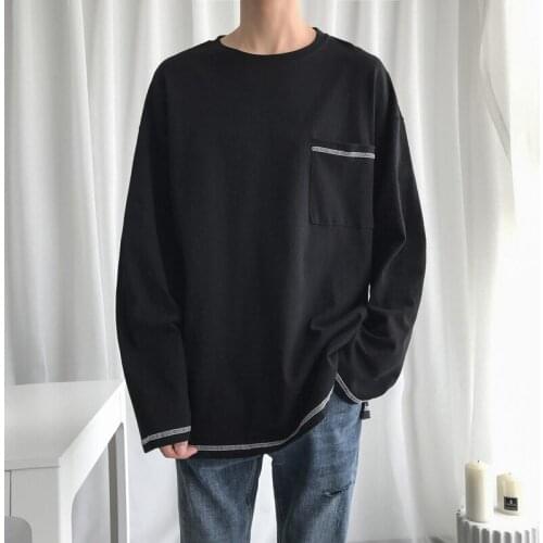 Long-sleeved T-shirt mens cotton clothes bottoming shirt autumn clothes shirt Harajuku style loose autumn