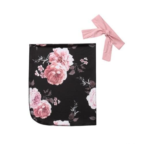 Newborn Soft Infant Swaddle Muslin Blanket Baby Floral Wrap Swaddling Receiving Blankets