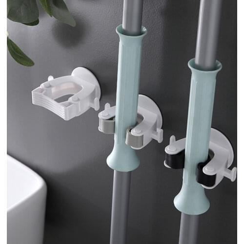 Wall Mounted Mop Holder Storage Broom Hanger Clip Self Adhesive Seamless Mop Hook Rack Nordic Bathroom Home Kitchen Organizer