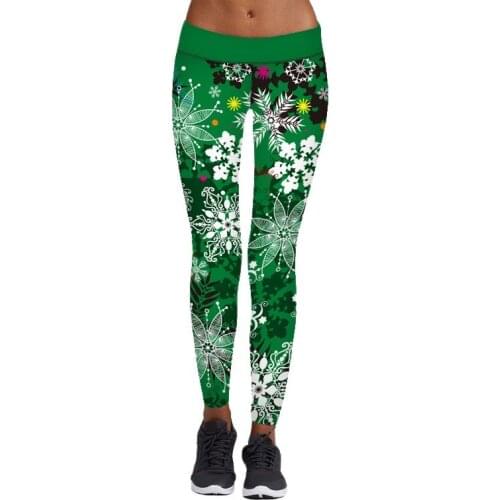 New Arrival S To XL Chrismas Fitness Workout Leggings Green Red Colors High Waist 3D Elastic Pants Outfit 6 Patterns