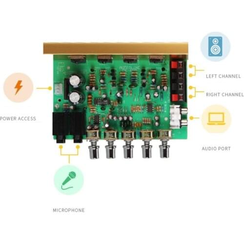 28EA Audio Amplifier Board HIFI Digital Reverb Power Amplifier 100W Audio Preamp Rear Amplification Tone Control