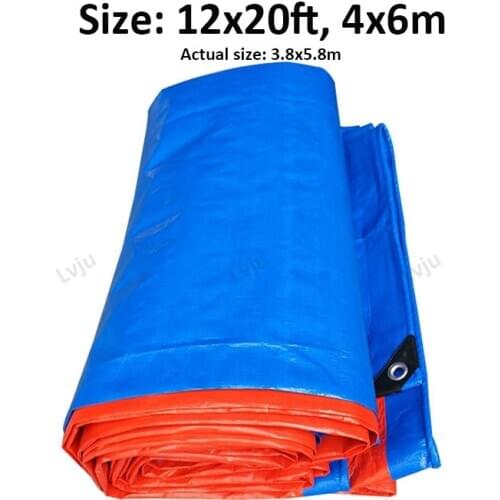 Lvju 12x20ft 4x6m Polyethylene Tarp For Garden Furniture Reinforced Plastic Pe Tarpaulin With Galvanized Eyelets