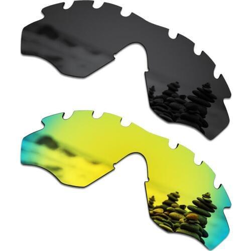 SmartVLT 2 Pieces Polarized Sunglasses Replacement Lenses for Oakley M2 Frame Vented Stealth Black and 24K Gold