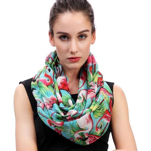 Flamingo Print Infinity Loop Snood Scarf Scarves Womens Gift Accessories