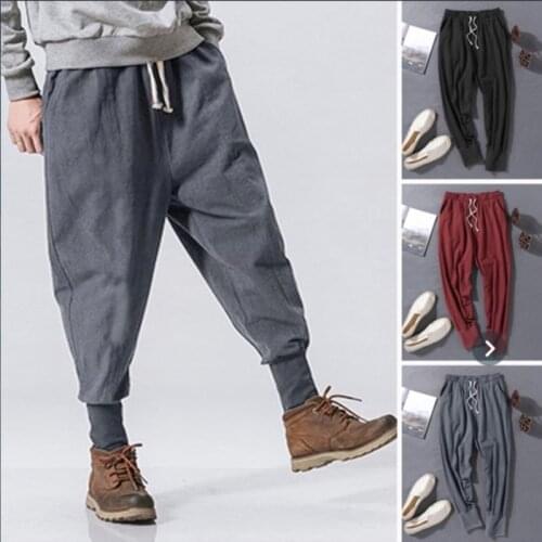 Sports pants plus size fashion mens jogging sports pants elastic waist sports casual trousers loose fitness gym clothes three-c