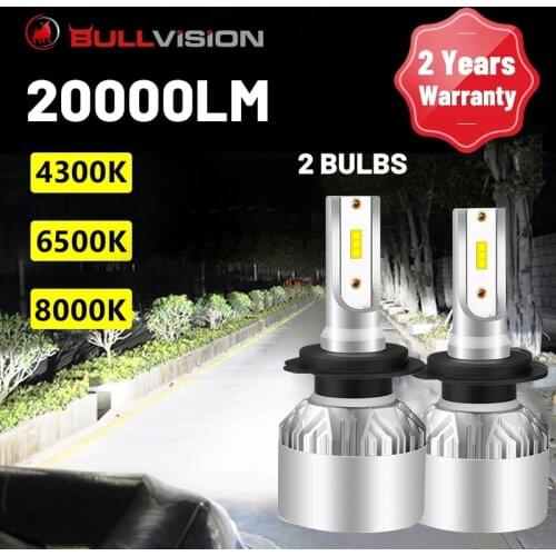Bullvision H7 LED Headlights 20000LM High Bright H4 H1 H11 H8 H9 9005 9006 HB3 HB4 3000K 4300K 5000K 6500K 8000K Auto Fog Lights
