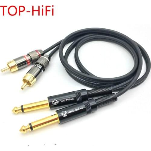 TOP-HiFi Pair 1/4 6.35mm Mono Male to RCA MaleAudio Cable Adapter Cable RCA OFC Connector Cable