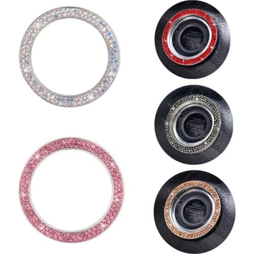 Car SUV Bling Decorative Accessories Automobiles Start Switch Button Decorative Diamond Rhinestone ring