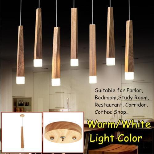 3W 220V Vintage Wood Tower Pendant Light Home Living Room Bar Night Lamp Fixture Decoration Restaurant Cafe Indoor Lighting