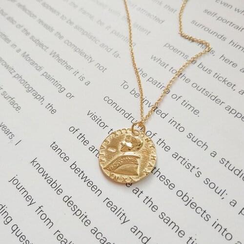 WTLTC 925 Sterling Sliver Portrait Coin Chain Chokers Necklaces Female Layering Charms Choker Initials Medallion Necklace Gifts