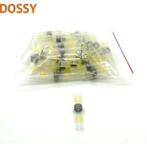 Yellow Solder Seal Wire Connectors, Heat Shrink Butt Connector, Waterproof Insulated Butt Splice Wire Terminals for Car Boat