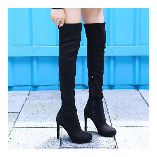 Autumn And Winter new style Suede High boots Over the knee Stretch boots Stiletto Womens boots High heel Big Size 34-43Heel11cm