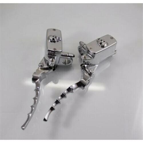 1" Skull Handlebar Brake Clutch Reservoir Lever Levers Cruiser Chopper Custom VT