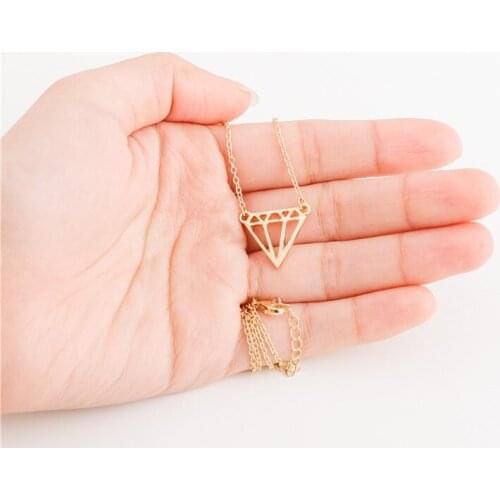 30 geometric hollow cone pendant chain necklace flat rhombus polygon triangle hollow ladies fashion lucky gift necklace jewelry
