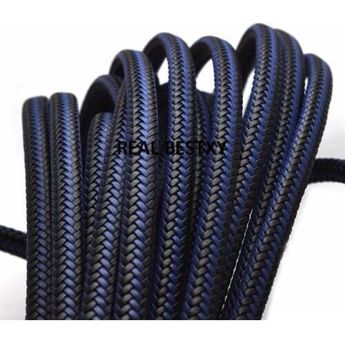 2meter/lot approx 9.8*5.2mm Black Blue Braided Leather cords for Bracelets making diy components findings cords leather straps