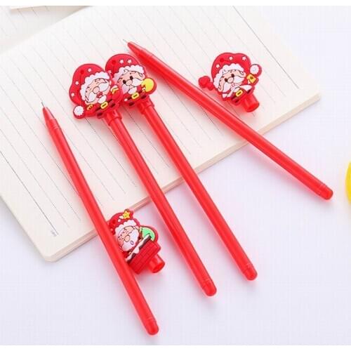 200 PCS Creative Novelty Cute Cartoon Red Santa Clause Christmas Pen 0.5mm Gel Pen Office School Gift Stationery Pen