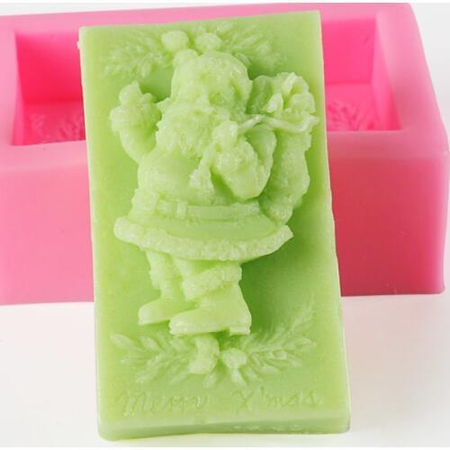 3D Square Soap Moulds Santa Claus Fondant Cake Decorating Tool Soap Silicone Candy Mold DIY Aromatherapy Plaster