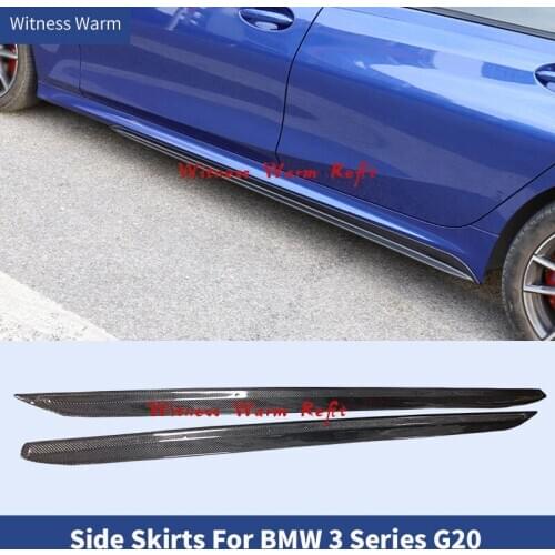 ABS Glossy Black Carbon Fiber FRP Side Skirts apron for BMW 3 Series G20 G21 M SPORT 2019 2020 side Lip Splitters