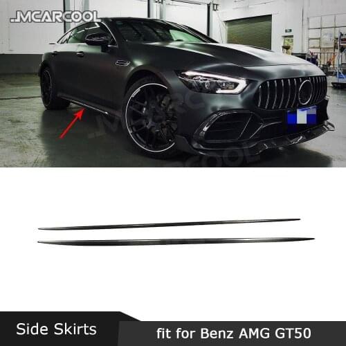 Side Skirts Aprons For Mercedes Benz AMG GT50 GT53 2019 2020 Dry Carbon Fiber / FRP Door Bumper Trim Covers