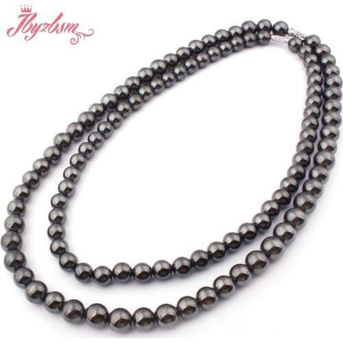 10mm 11mm Black Round (No Magnetic) Hematite Natural Stone Beads For Tribal Lady Woman Fashion Jewellery Necklace Free Shipping