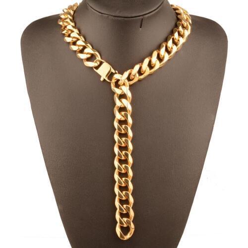13/15/17/19 mm Curb Link Chain Xxxtentacion Adjustable Choker Tail Hip Hop Rapper Gold Miami Stainless Steel Necklace Men Gift
