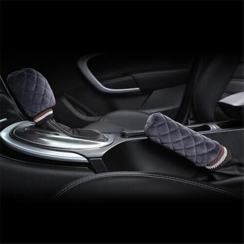 Diamond pattern Gear cover Hand brake cover Suit soft Plush winter Keep warm Matching Set Universal For chevrolet hyundai Volvo