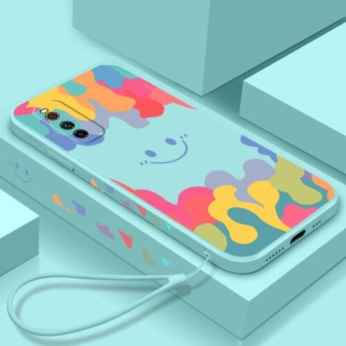 For VIVO IQOO Neo 3 5 Case Soft Liquid silicone Watercolor Smile Skin protective Back Cover Case For OPPO IQOO 5 Pro IQOO7 shell