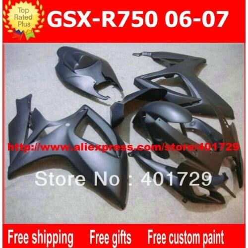 Custome fairings for Suzuki GSXR-600 750 GSX-R600 R750 2006 2007 GSXR600/750 all flat black fairing kit AW40