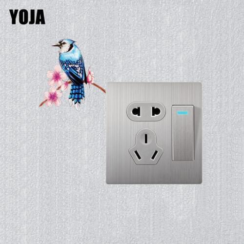 YOJA Mysterious Colored Flowers Birds On The Branches Decor Wall Switch Sticker Living Room Bedroom10SS0430