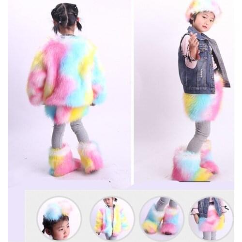 Children Furrysnow Boots Winter 2019 New Girl Faux Fox Fur Ankle Boots Winter Warm Shoes Velvet Cotton Padded Shoes for Child