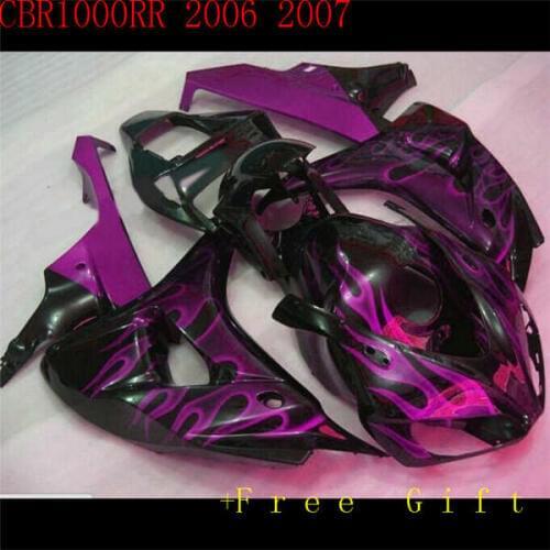 Dor-high in purple black molding motorcycle fairing for CBR1000RR 06 07 CBR 1000RR 2006 2007 all glossy orange red fairings set