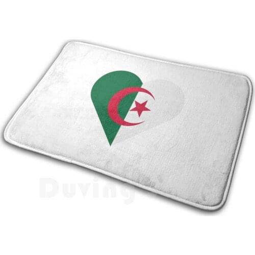 Algerian Flag Heart Soft Non-Slip Mat Rug Carpet Cushion Algeria Heart Flag Algerian Muslim Islam Religion