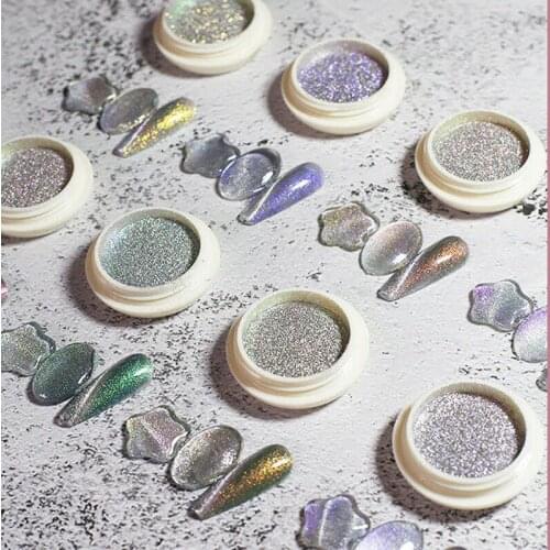 Holographic Nail Powder Quicksand Nails Silver Gold Glitter Chrome Nail Powder Shimmer Gel Polish Flakes for Pigment