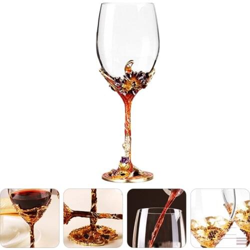 Crystal Goblet Glasses Enameled Glass Cup Home Goblet Bar Container