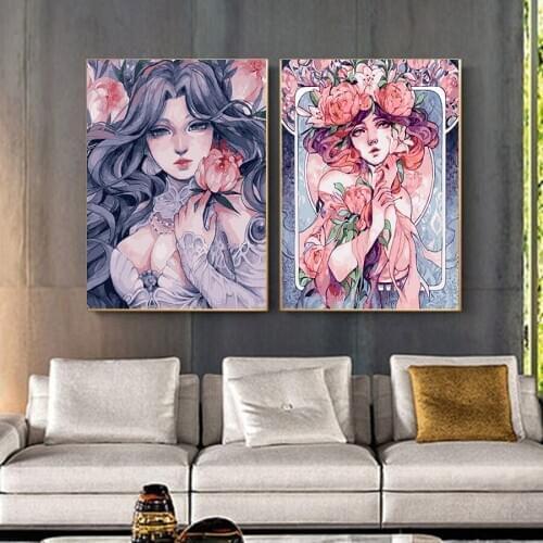 Painting By Numbers DIY Flower Girls 40x50cm Handmade Gift Paint By Number Canvas Kits Figure Acrylic Paint Decoration