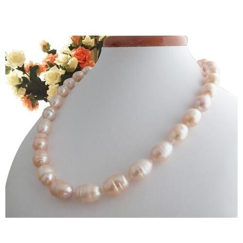 Classic 11-12mm Real Pearl Natural Sea Baroque White Pink Black Pearl Necklace 18 Inch