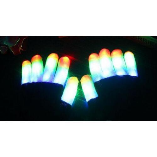 Cool Rave Flashing Finger LED Colorful Gloves Halloween Christmas Easter Horror Skull Glow luminous Gloves Light Show Light Up