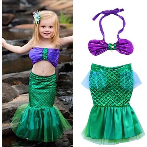 Newborn Toddler Baby Girls Memaid Costume Swimsuit 2Pcs Summer Shell Tops Lace Tail Outfits Beachwear Bathing Womens Swimwear